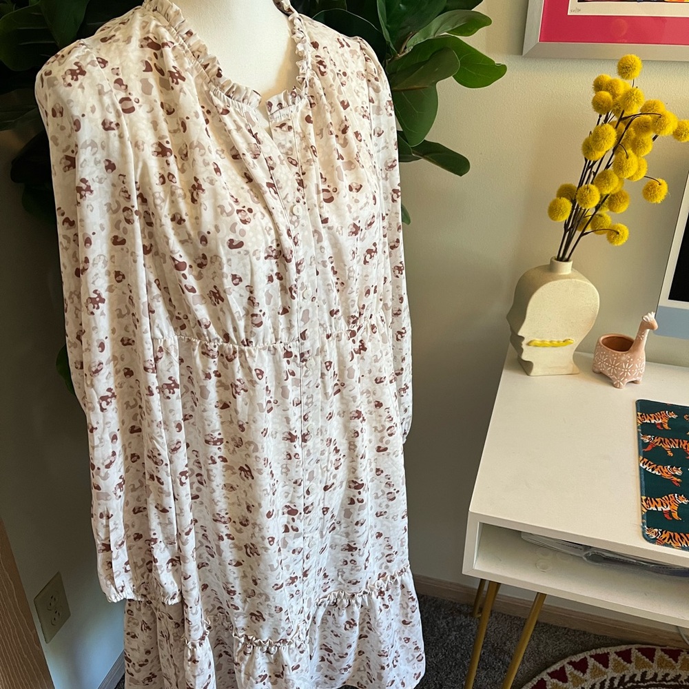 Frye Floral Print Midi Dress - Cream and Brown